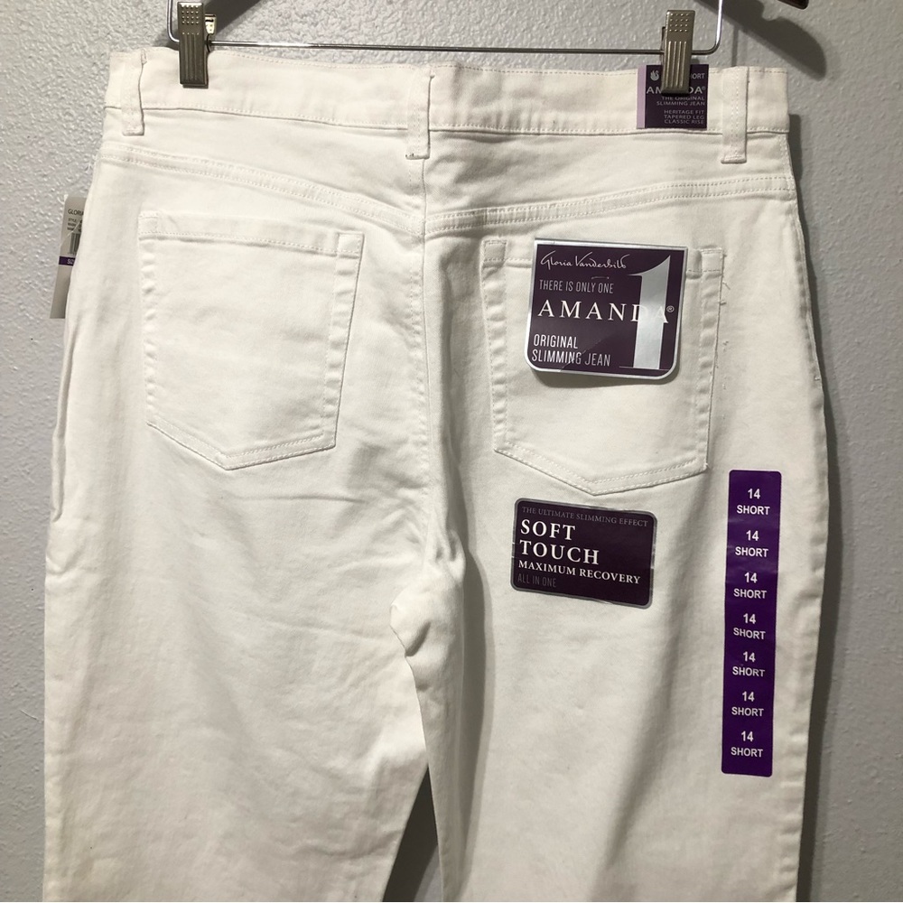 Gloria Vanderbilt Amanda White Straight Jeans Size 14 Short Classic Rise - Picture 3 of 8